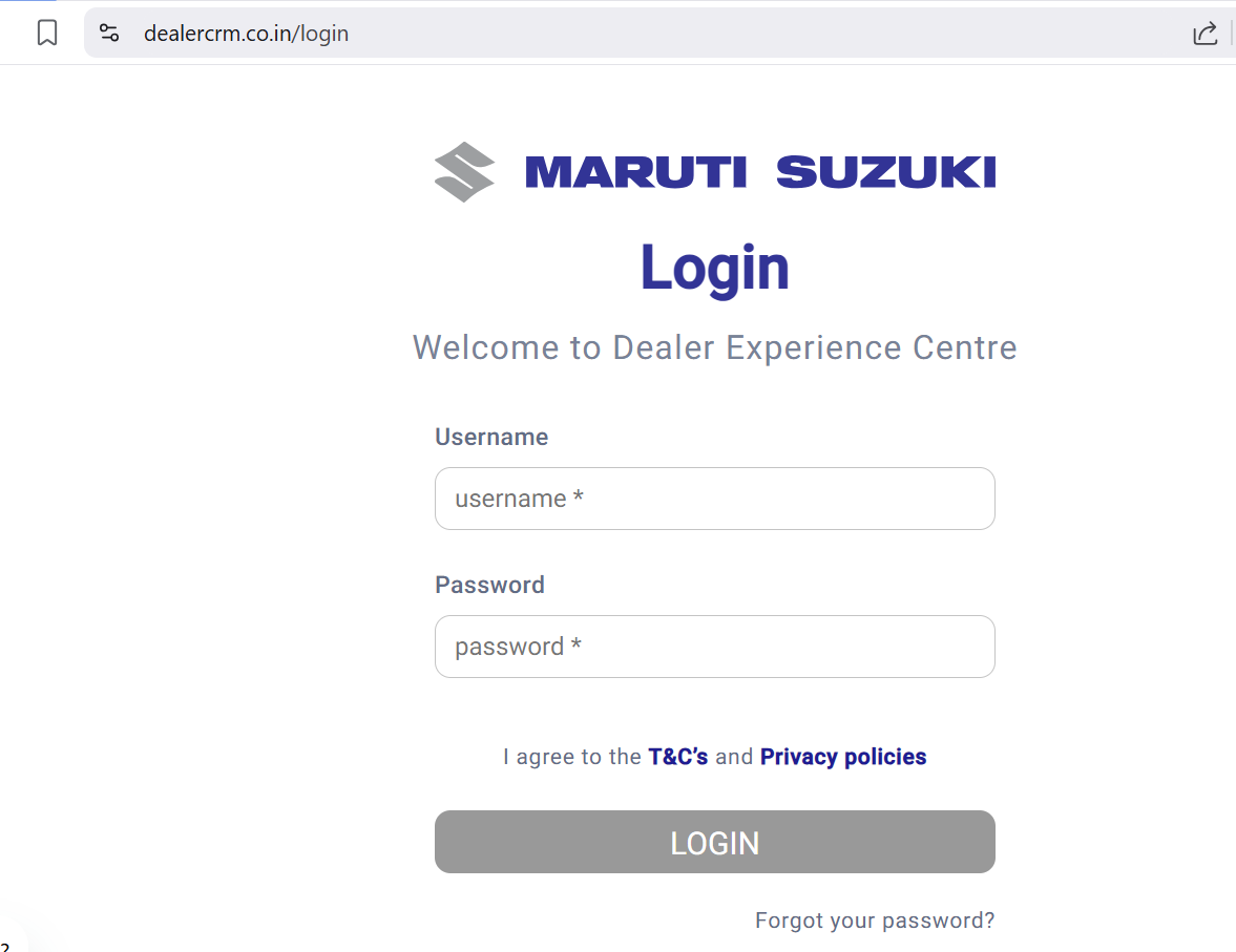 Dealer CRM Login Page